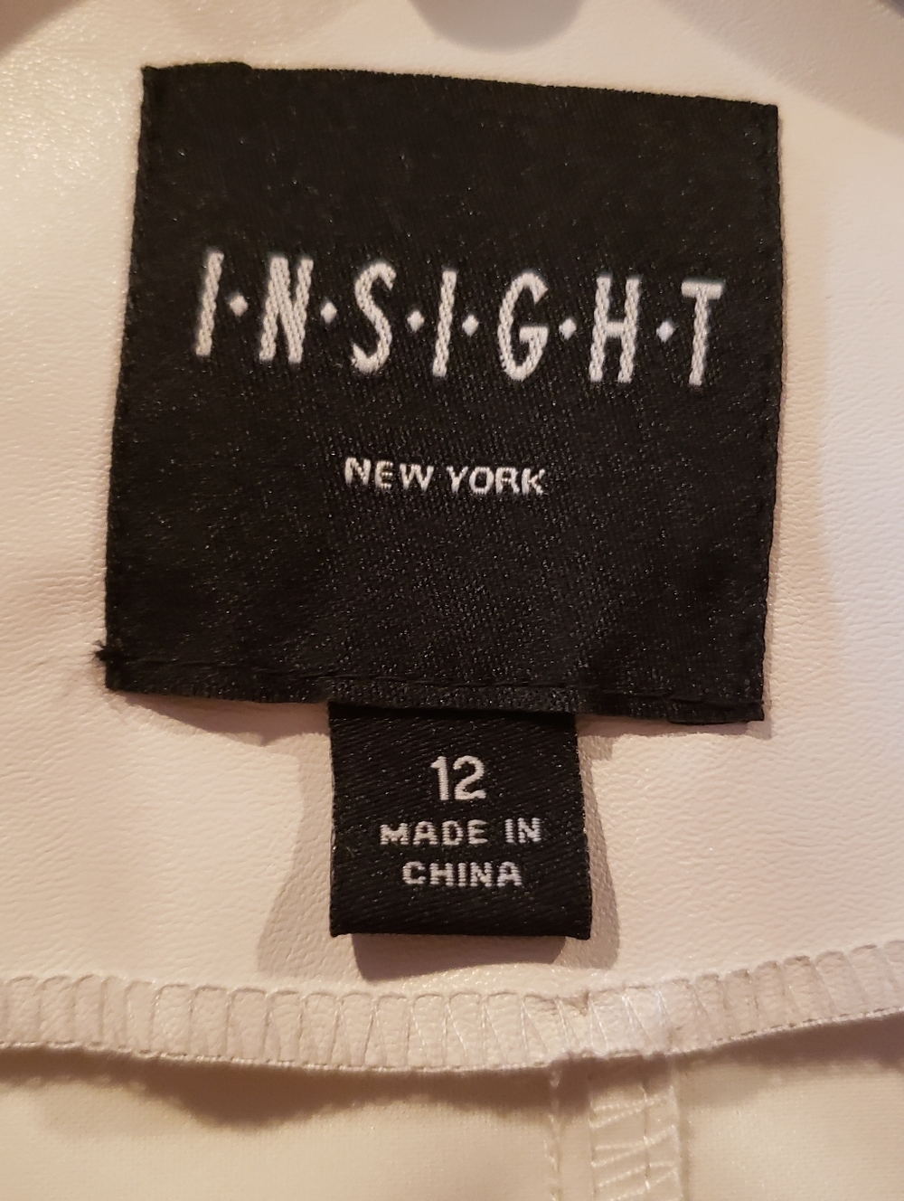 Insight NEW Long Jacket White Vegan Leather Knit Sleeves Women's 12 - Picture 12 of 16